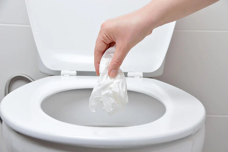 Clogging the toilet with paper towels